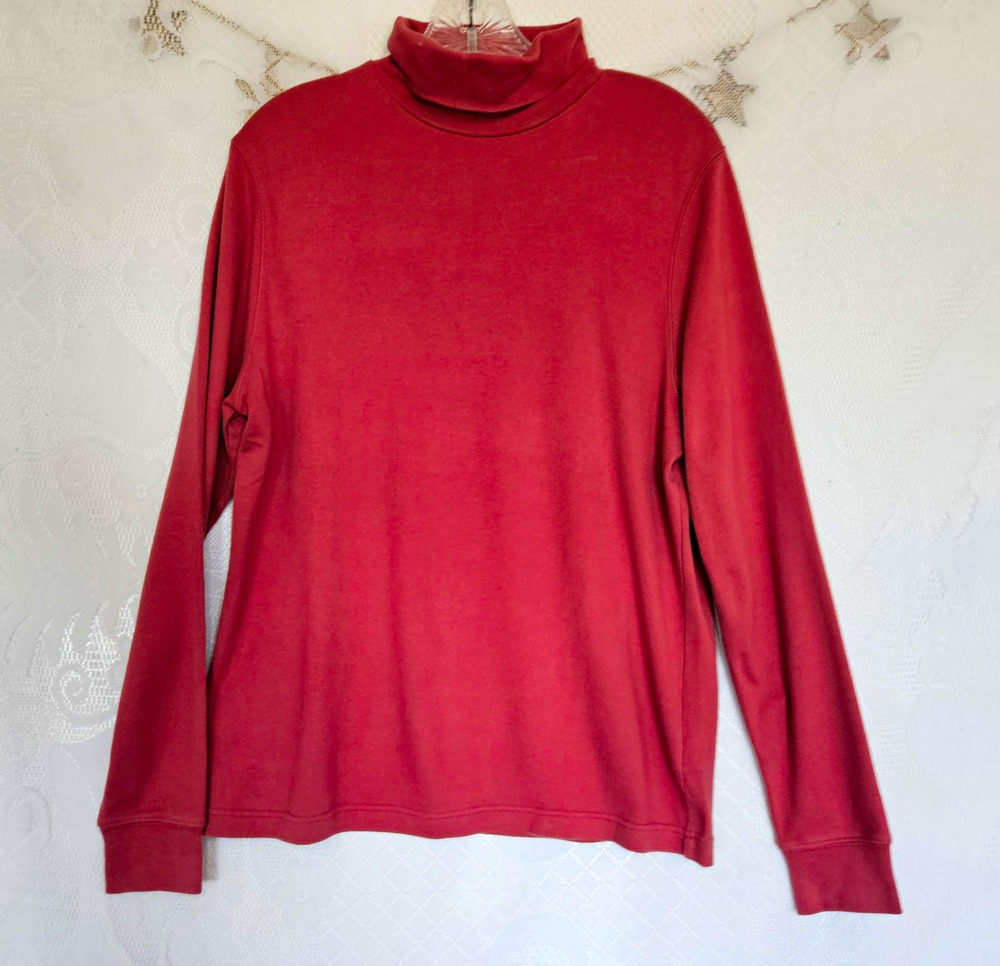 Croft & Barrow Medium Salmon Turtleneck Long Sleeve Shirt Pullover Tee Shirt